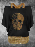 Women's Vintage Punk Skull Printed Two Piece Top