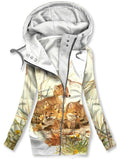 Women's Winter Fox Art Print Casual Track Jacket