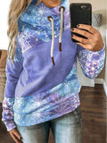 Women's Casual Floral Colorblock Casual Hoodie