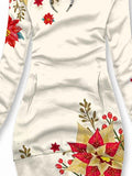 Women's Christmas Flower Printed Hooded Dress