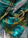 Floral Gold Foil Art Casual Print Scarf