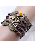 Deathly Hallows Vintage Leather Strap Bracelet Various Owl Wing Bracelets Snitch