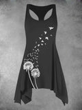 Women's Dandelion Seagull Print Asymmetric Tank Top Long Casual Tank Top