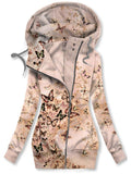 Women's Winter Butterfly Art Print Casual Track Jacket