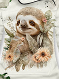 Winter Cute Sloth Casual Print Sweatshirt