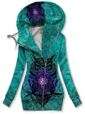 Women's Winter Owl Print Casual Track Jacket