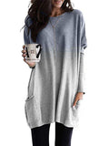 Ladies Long Sleeve Casual Pocket T-Shirt Top