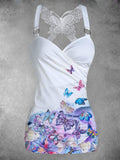 Women's Butterfly Floral Art Casual Tank Top