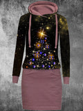 Women's Long Sleeve Christmas Print Vintage Dress