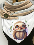 Sloth-print slouchy fleece scarf and shawl