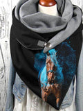 Horse-print casual fleece scarf and shawl