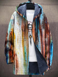 Men's Art Print Plush Thick Loose Long-Sleeved Coat Cardigan