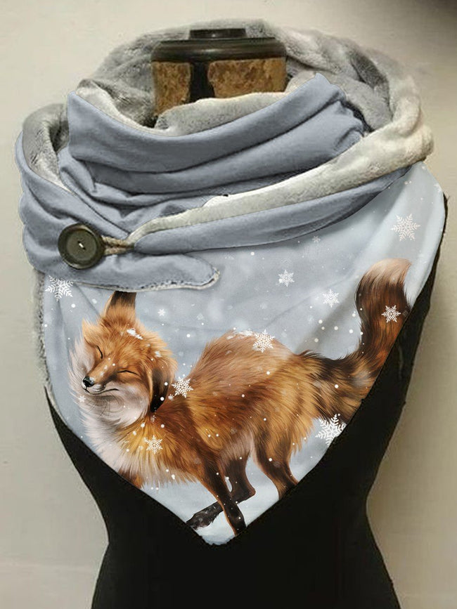 Winter Fox Snowflake Casual Scarf and Shawl