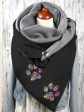 Women's Autumn And Winter Colored Animal Paw Prints Casual Shawl Scarf