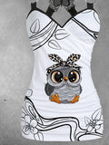 Women's Vintage owl Print Art Tank Top