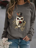 Women's Owl Art Print Sweatshirt