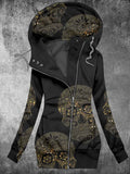 Women's Vintage Punk Skull Printed Hooded Sweatsjacket