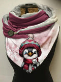 Winter Penguin Snowflake Print Casual Scarf