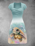 Women's Ocean Turtle Art Design Maxi Dress