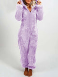 Fleece Thickened Plush Jumpsuit Home Hooded Pajamas