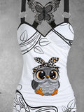 Women's Vintage owl Print Art Tank Top