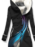 Women's Winter Casual Gradient Aurora Print Casual Fleece Coat