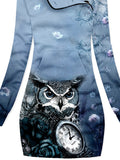 Women's Floral Owl Art Casual Sweatshirt