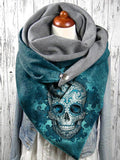 Skull Print Casual Scarf and Shawl