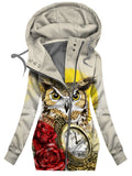 Women's Winter Owl Print Casual Track Jacket