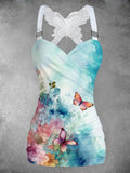 Women's Vintage Butterfly Art Print Art Tank Top