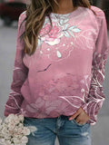 Women's Peony Flower Printed Casual Sweatshirt