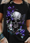 Women's Retro Punk Skull Print Casual T-Shirt