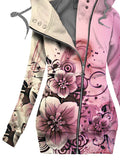 Women's Winter Floral Art Print Casual Track Jacket