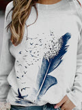 Women's Vintage Feather Pattern Casual Sweatshirt