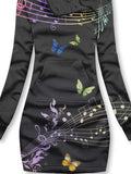 Butterfly Note Casual Print Sweatshirt