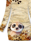 Women's Winter Sloth Print Casual Sports Hooded Dress