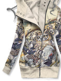 Women's Winter Owl Art Print Casual Track Jacket