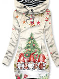 Women's Winter Santa Print Casual Hoodie