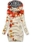 Women's Daily Vintage Maple Leaf Print Casual Hoodie