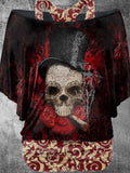 Women's Vintage Punk Skull Printed Two Piece Top