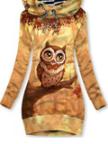 Women's Vintage Owl Art Print Casual Sweatshirt