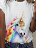 Women's Rainbow Unicorn Print T-shirt