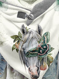 Horse Butterfly Casual Print Scarf