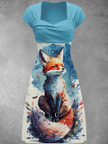 Women's Fox Vintage Print Casual Maxi Dress