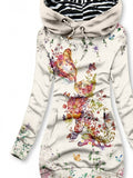 Women's Flower Cat Illustration Art Slim Casual Sweatshirt