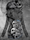 Women's Winter Punk Skull Print Casual Track Jacket