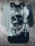 Women's Retro Punk Skull Art Two Piece Suit Top