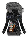 Women's Winter Snowflake Squirrel Casual Sweatjacken