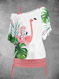 Women's Flamingo Art Design Two Piece Suit Top