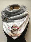 Women's Casual Art Skateboard Owl Wrap Scarf